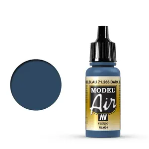 Akrila modeļu krāsa VALLEJO Model Air 17 ml šļirce — Dark Blue RLM24 (zils)