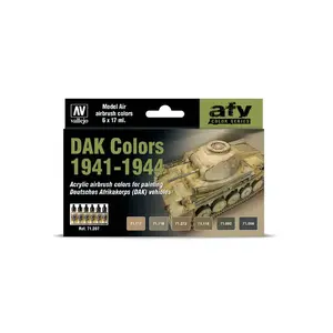 Krāsu komplekts VALLEJO Vallejo DAK Colors 1941-1944 — 17 ml pudelītes, maskēšanas brūns/zaļš/pelēks/olīvu