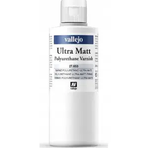 VARNISH VALLEJO Ultra Matt Polyurethane Varnish 200 ml — matte protective coating for models and miniatures