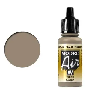 Akryla krāsa modeļiem VALLEJO Model Air Camouflage Sandbrown 17 ml pudele, Brūna (Yellow Brown)