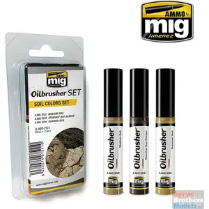 Krāsu komplekts VALLEJO Ammo Oilbrusher Set — Soil Colors Set zemes toņiem modeļu eļļkrāsošanai
