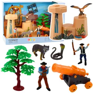 Game figurines set LEANToys 24299 — Wild West cowboy figures, cannon, accessories
