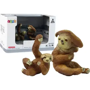 Figure set LEANToys LeanToys 2 sloth figures — adult sloth with baby, collectible game figurines
