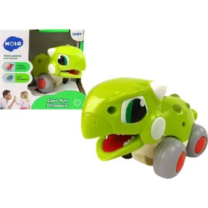 LEANToys toy dinosaur on wheels green - model 12665, small rolling figurine
