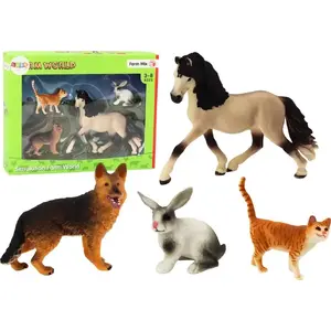 Figure set LEANToys 4-Piece domestic animals — horse, dog, rabbit, cat (MPN 17666)