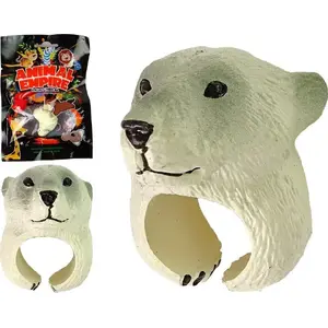 Educational Animal Ring Stack Toy LEANToys Bear White – stacking figure for hand, model 11278