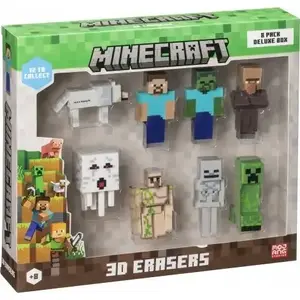 Фигурки Inno3D MINECRAFT 3D Ластики набор 8 шт. Deluxe Box (модель MC4070A)