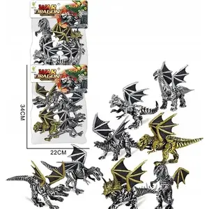 TEKA game figurines set 8 pcs — silver and gold dinosaur-dragon figures
