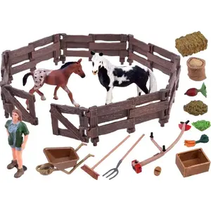 Figure set Jokomisiada ZA2991 C — farm animal figures: horses with stable and accessories