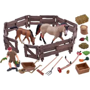Jokomisiada game figurine set ZA2991 A — farm animals and horses playset, plastic figures and stable accessories