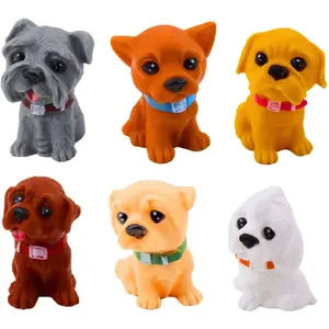 LEANToys figure set Cute Puppies rubber 8 cm, 6 pieces — animal game figurines