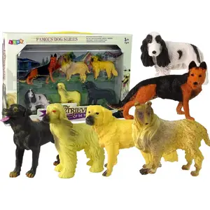 LEANToys set of 6 dog figurines – collectible animal figures, assorted dog breeds