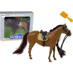 LEANToys horse grooming figure brown mane model 13113 — brushable toy horse