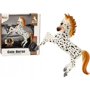 LEANToys standing white horse figurine with spots, model 18208 — collectible game figurine