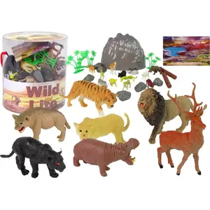 Набор фигурок LEANToys Wild Animals 34 шт. — сафари: лев, гепард, тигр