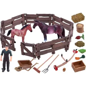 Figurine set Jokomisiada ZA2991 B — farm animal figures with horses and stable accessories