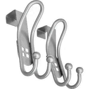 Wall hook 2-prong 3 cm silver ORION Ori_834723, 2 pieces