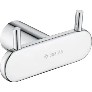 Bathroom double hook Deante ADR_0121, silver finish, wall-mounted towel and robe hook