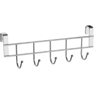 Wall hook rack ORION 5-hook 25 cm silver metal