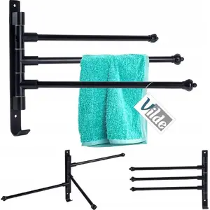 Towel holder Vilde rotating aluminum wall-mounted 30 cm black