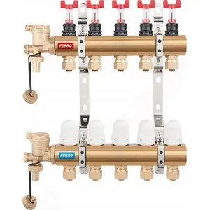 Распределительный коллектор RED 1" 3-контурный нержавеющая сталь для PEX - SN-RZP03S