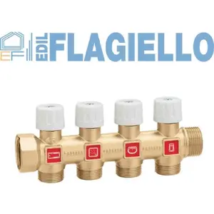Коллектор CALEFFI с запорными клапанами O3/4x2 O23P.1,5-18