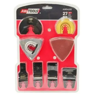 AWTools set of 27 saw blades for multi-tool AW54095, assorted cutting and scraping blades