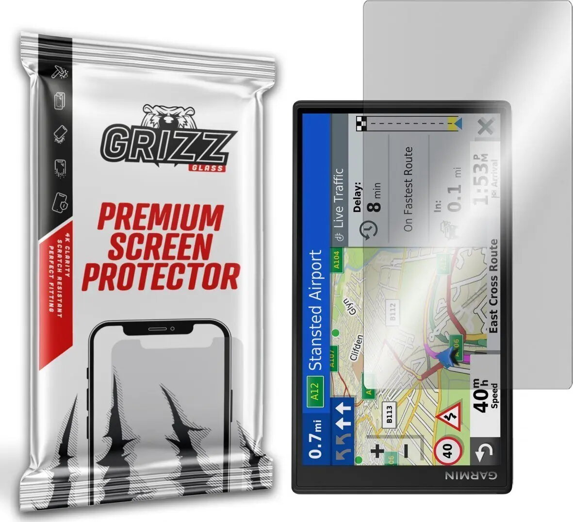 Hibrīda aizsargstikls GrizzGlass priekš Garmin DriveSmart