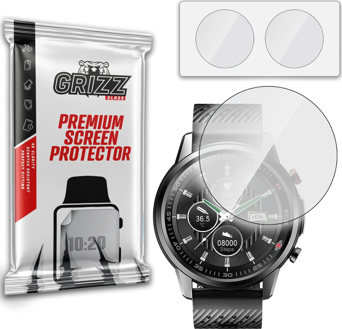 Hibrīda aizsargstikls GrizzGlass priekš Watchmark WF800