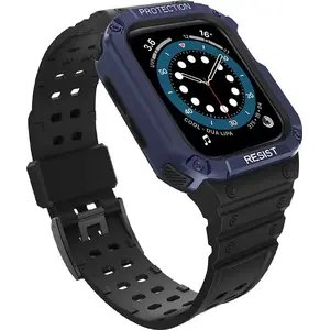Hurtel Protect ремешок с чехлом для Apple Watch 45/44/42 мм — защитный бронированный корпус, чёрный