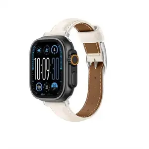 Ādas siksniņa Amazingthing Class Band priekš Apple Watch 45/46/49 mm, gaiši bēša