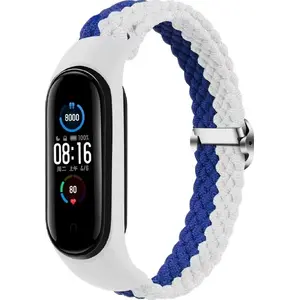 Заменяемый плетёный ремешок для Smart Band M3/M4/M5/M6 — бело‑голубой