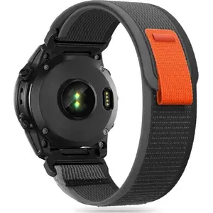 Braders Nylon replacement watch strap for Garmin Fenix 5/6/6 Pro/7 — black and orange