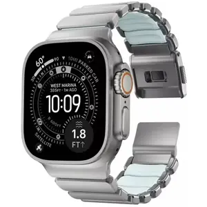 Nomad Stratos siksniņa Titanium Icy Blue Glow FKM AW priekš Apple Watch 45/46/49 mm