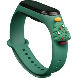 Hurtel replacement wristband for Xiaomi Mi Band 3/4 – dark green, Christmas tree pattern