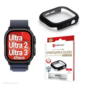 Защитное стекло PanzerGlass Displex 10H для Apple Watch Ultra 3/Ultra 2/Ultra (49 мм), полнотелое, IP68, snap-on, чёрный матовый