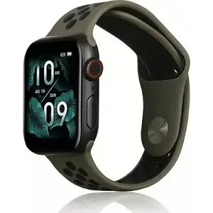 Silicone sport replacement strap for Apple Watch 42/44/45/49mm, brown/black, No name