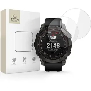 Tempered glass screen protector 2-pack for Garmin Fenix 7X / 7X Pro by Spigen — clear