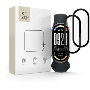 Защитное гибридное стекло Tech-Protect Glass Flex+ для Xiaomi Smart Band 10 / 10 NFC, черное, 2 шт.