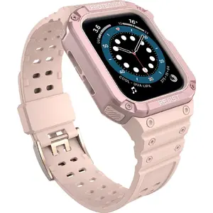 Protect Strap Band с чехлом для Apple Watch (45/44/42 мм) от dux ducis — совместим с Watch 7/6/5/4/3/2/SE, розовый