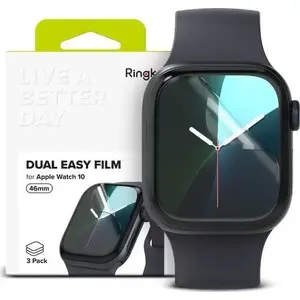 Screen protector film pack Ringke Dual Easy 3‑pack for Apple Watch 10 (46 mm) — clear