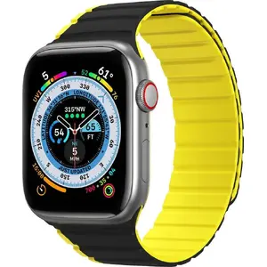 Magnetic Watch Strap dux ducis Dux Ducis Strap (LD Version) for Apple Watch 40/41mm, compatible with Series 4/5/6/7/SE/8 — black-yellow