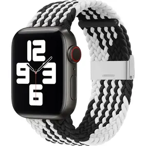 Hurtel Strap Fabric woven replacement band for Watch 6/5/4/3/2 40mm/38mm black-white