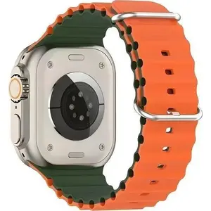 Silikona siksniņa Beline Apple Watch 42/44/45/49 mm — zaļi‑oranžs Waves
