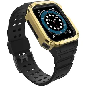 Hurtel Protect ремешок с чехлом для Watch 7/6/5/4/3/2/SE (45/44/42 мм) — чёрный защитный корпус