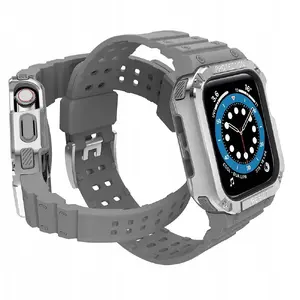 Protect Strap Band защитный ремешок-корпус для Apple Watch 38/40/41 мм от Hurtel — серо‑серебристый