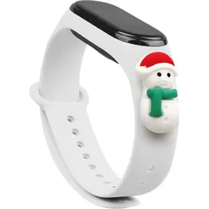 Hurtel silicone replacement strap for Xiaomi Mi Band 4 / Mi Band 3 — white Christmas design (snowman 1)