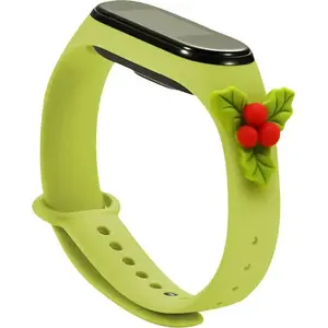 Силиконовый ремешок Hurtel для Xiaomi Mi Band 6 / Mi Band 5 — зелёный (омела)