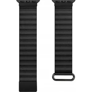 Кожаный магнитный ремешок Crong Eclipse для Apple Watch 42/44/45/49 мм (чёрный)