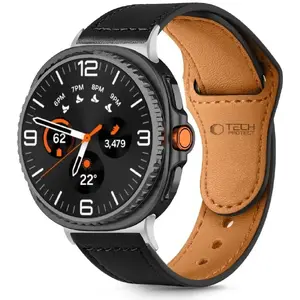 Кожаный ремешок для Samsung Galaxy Watch 8 / Classic 40/44/46mm — Tech‑Protect Leatherfit, чёрный